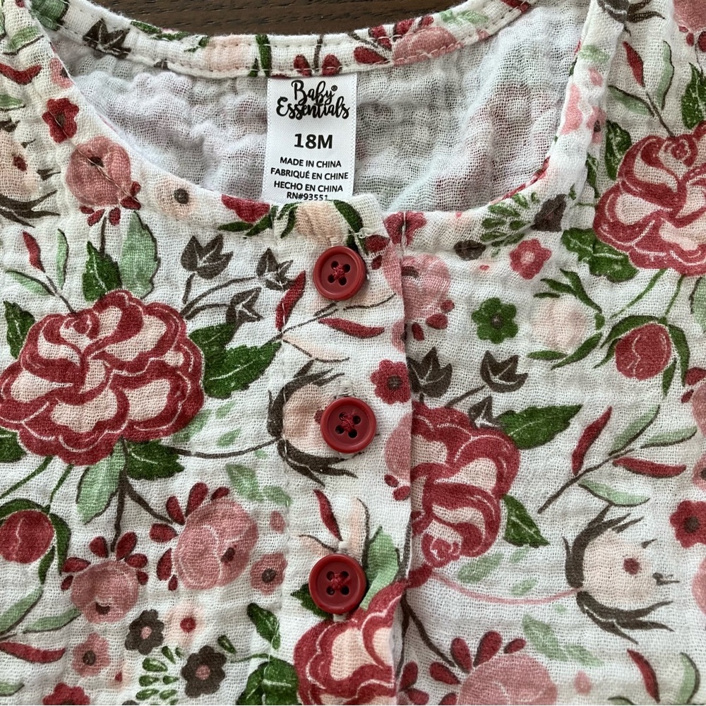 Baby Essentials Rose Print Button-Up Top - Picture 2 of 3